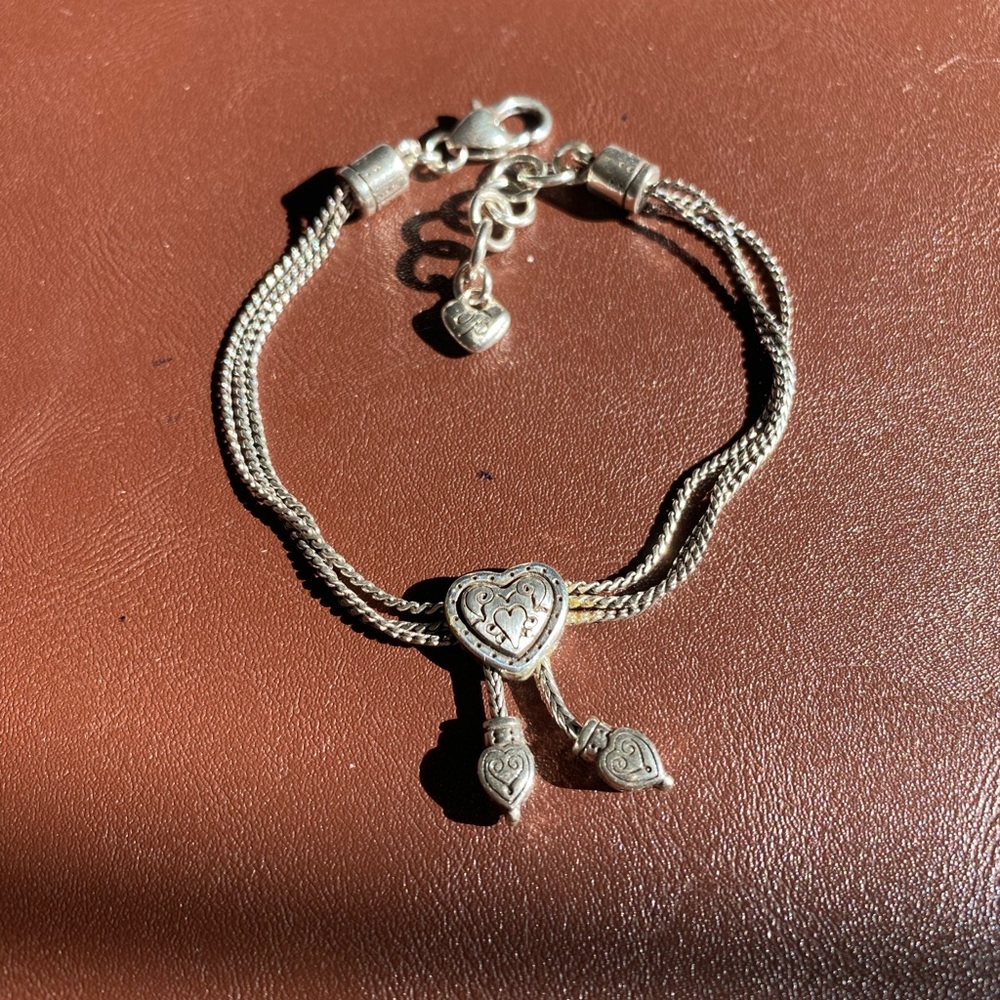 Brighton Silver Heart Charm Multi-Chain Bracelet